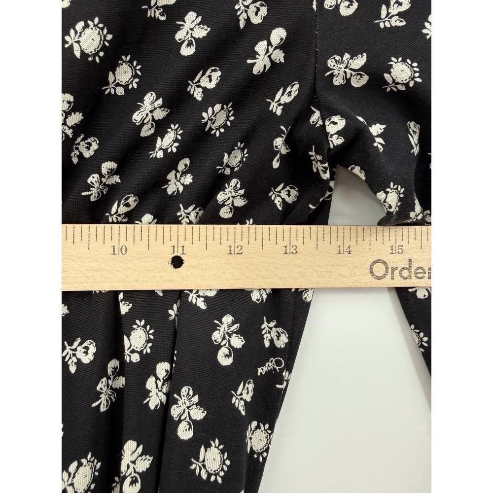 Diane von Furstenberg Wrap Dress Womens 2 Black Floral 100% Silk 3/4 Sleeve - Picture 8 of 9